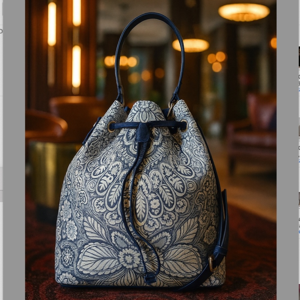 NEW FURLA Stacy Patterned Leather Crossbody Bucket Tote Bag - Made in Italy